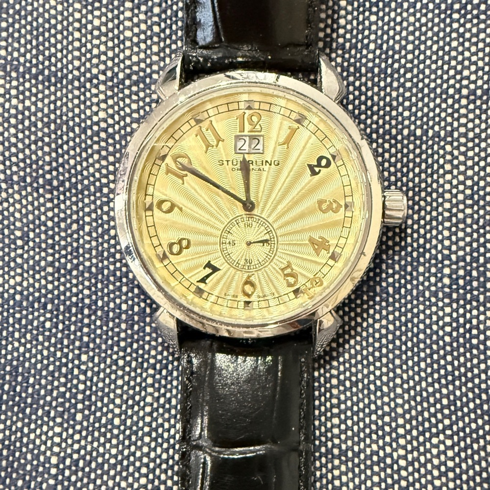 Stuhrling Original Starburst Black Strap Watch